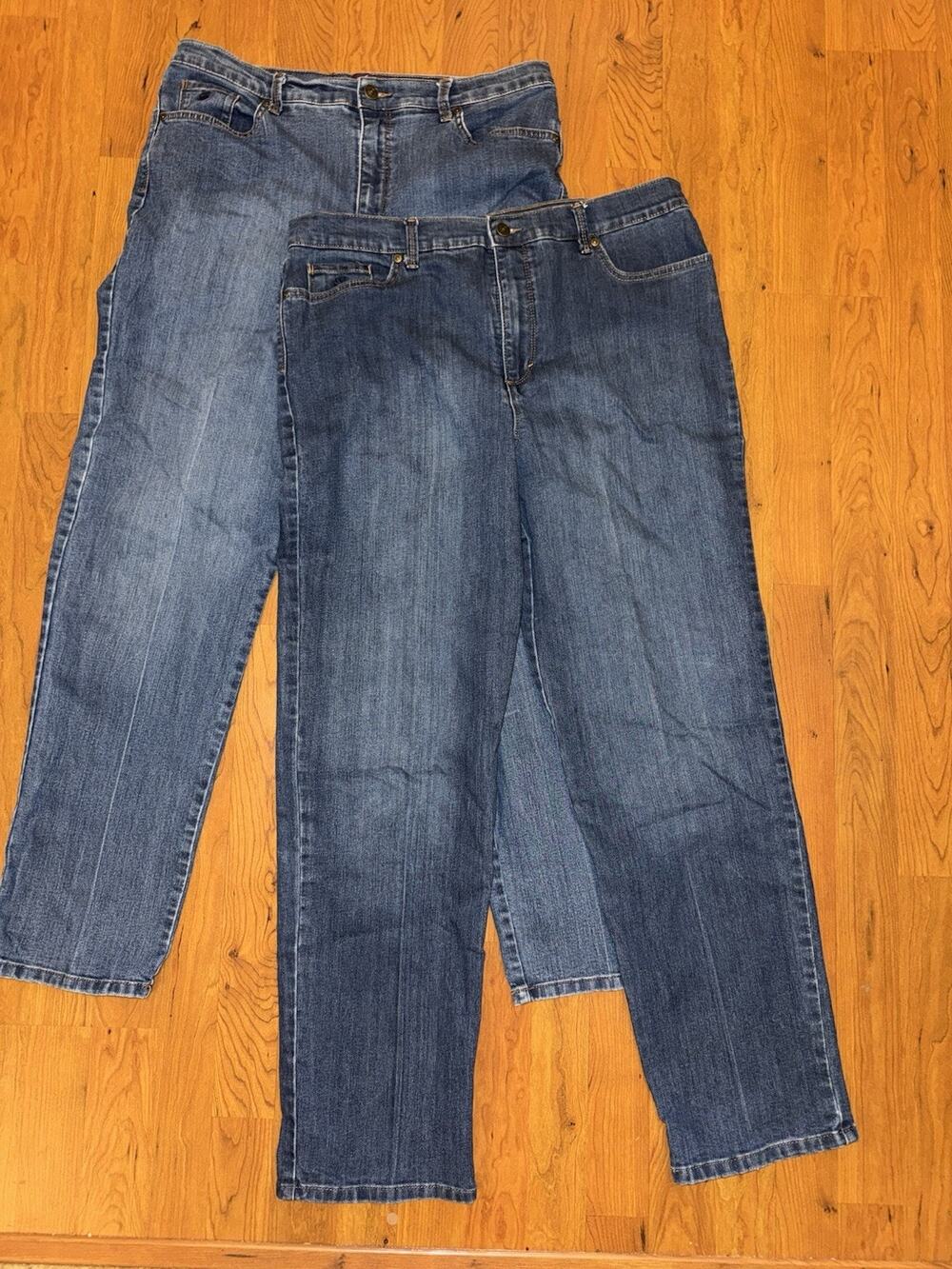 Gloria Vanderbilt Pull On Amanda Denim Jeans Sz 16 Stretch Comfy Lot of 2